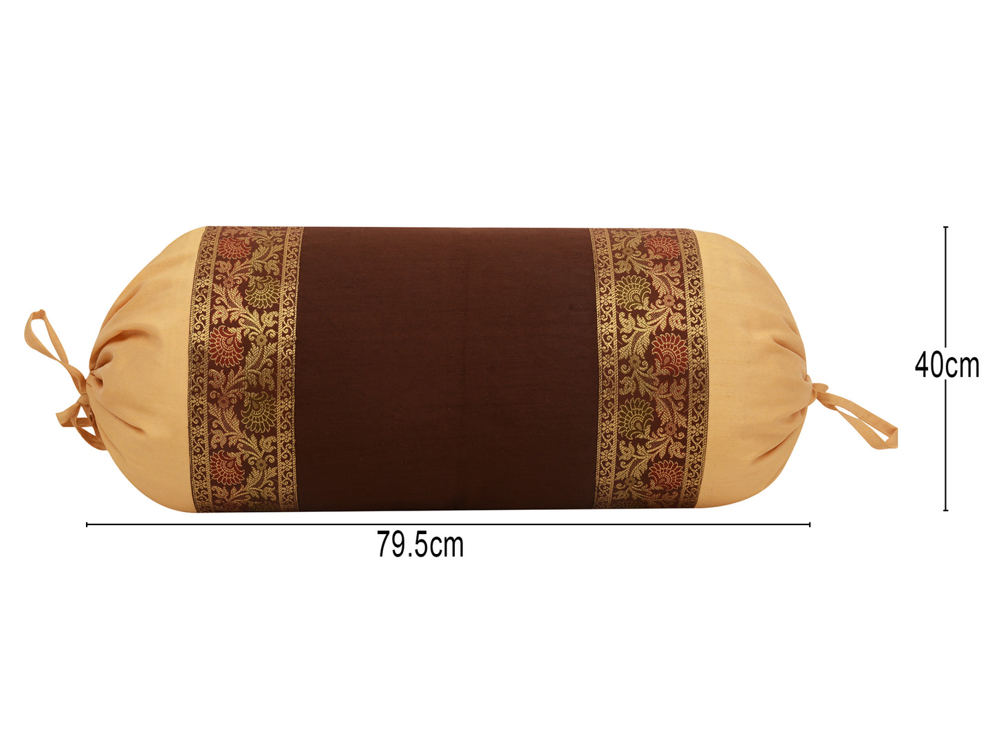 Brown Silk Bolster Covers Pack of 2 – 32x16" Sofa Side Pillow & Round Pillow Covers | Masand Covers
