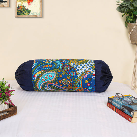 DECOWAT Blue Paisley Cotton Round Bolster Pillow Covers Pack of 2 Decorative Sofa Load Covers Set of 2 Boho Home Decoration (Copy) (Copy) (Copy)