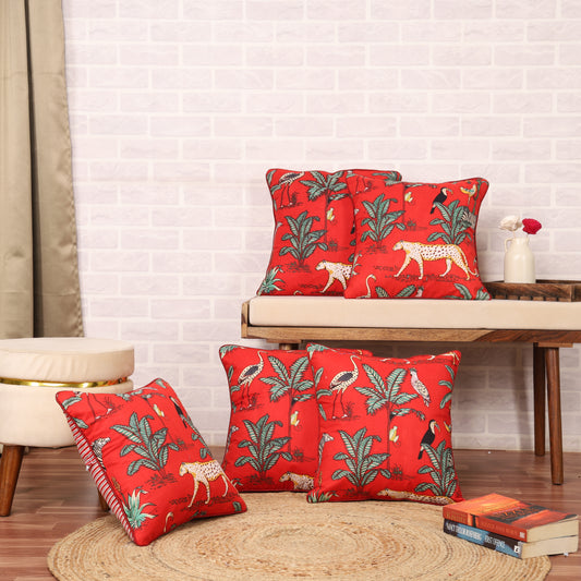 DECOWAT Red Cushion Pillow Covers Pack of 5 16/16 Inch Decorative Throw Pillow Covers 16x16 inch Set of 5