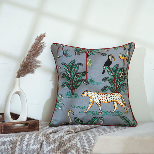 DECOWAT Grey 16x16 inch Cushion Covers Set of 5 Forest Theme Printed Cotton Cushion Covers for Sofa Decorations (Copy)