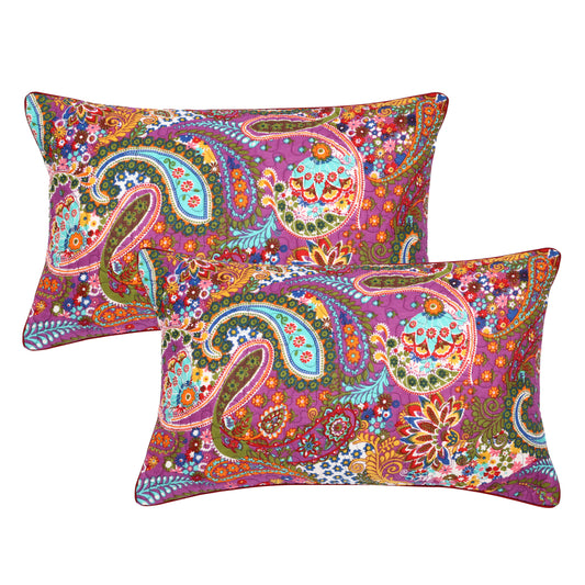 DECOWAT Decorative Pillow Covers Set of 2 18x28 inch Purple Pillow Covers Cotton Quilted Soft Pillow Covers for Boho Bed Livingroom Décor