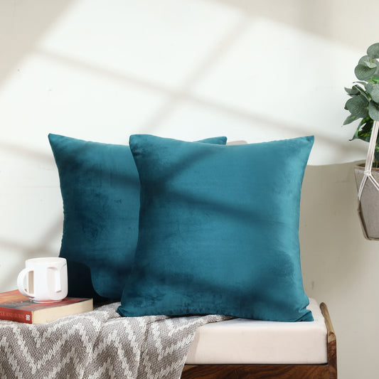 Teal Green Velvet Cushion Covers – Pack of 5 | Thick Premium Sofa Decor by Decowat